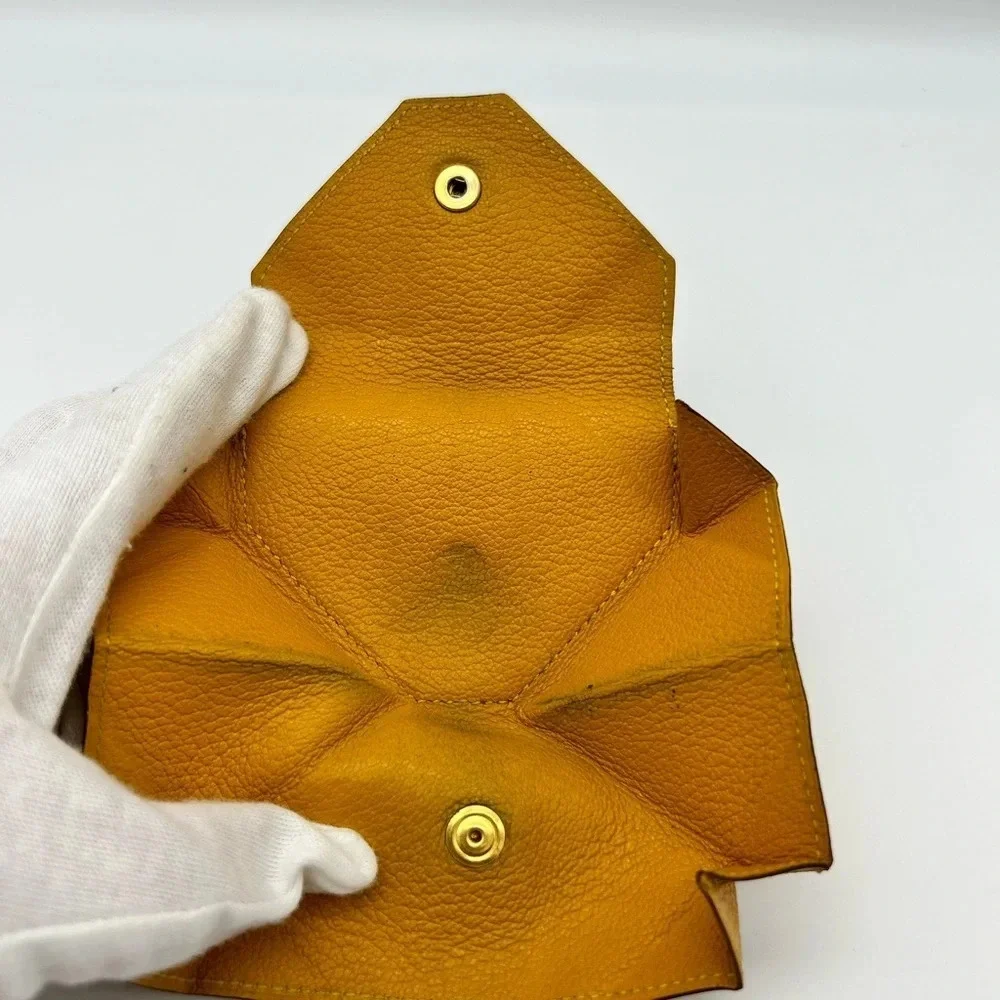 Auth HERMES Le Karan Yuit Coin Purse Yellow Leather F in Square (2002) Rare - Picture 9 of 12